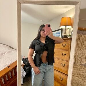 Vintage Black Ruffled Women's Top